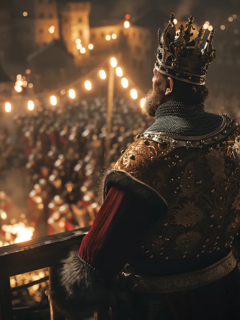 King Christian II watching the executions from a palace balcony