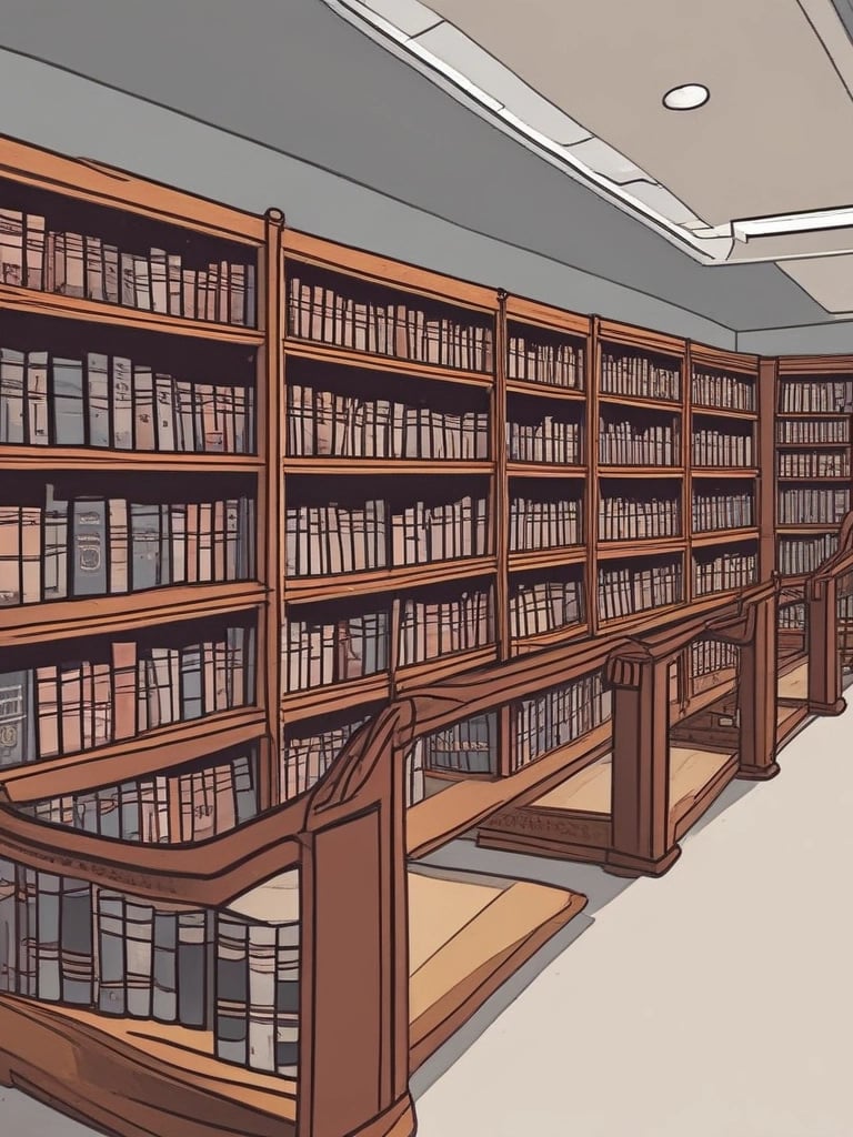 a library with a lot of bookshelves and a chair