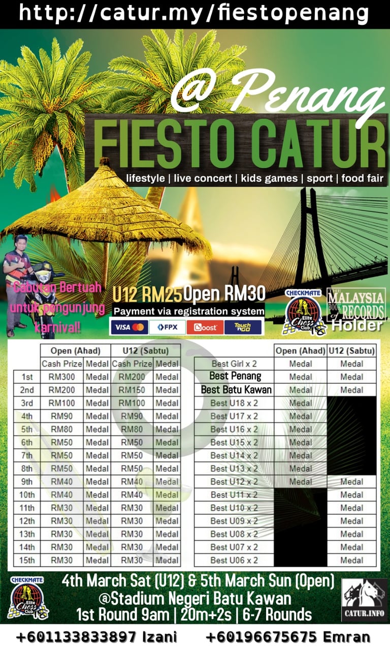 Fiesto Penang Catur. KCE event. Kelab Catur Elit. Pertandingan Catur Malaysia. 
