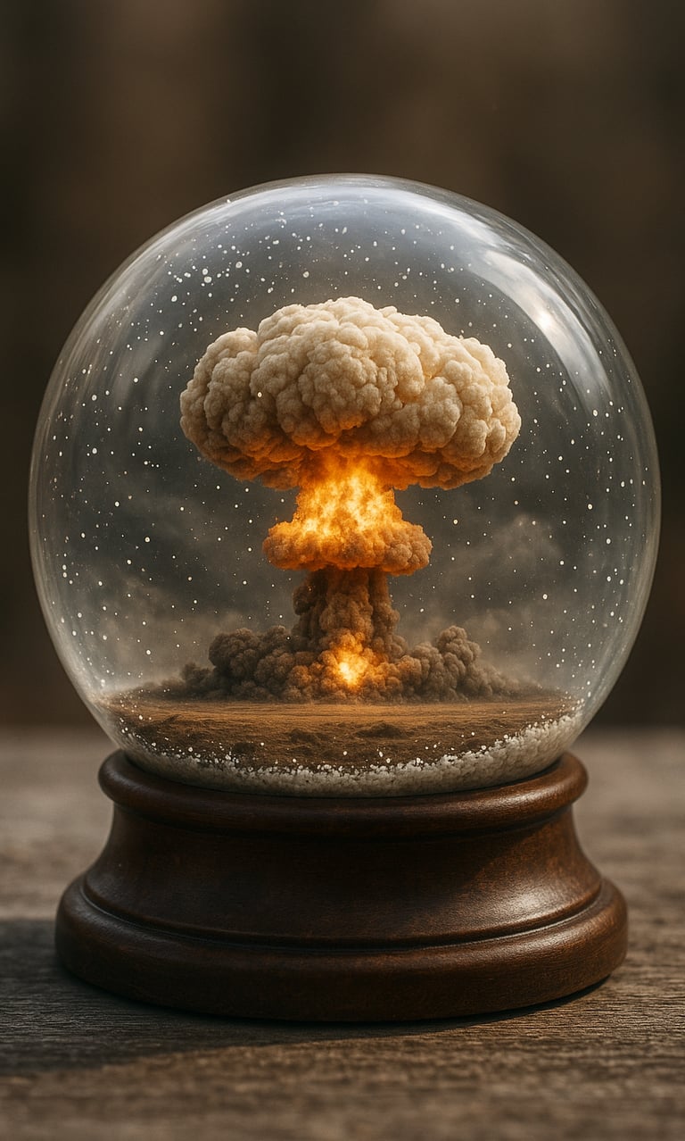 Essai nucléaire dans une boule à neige - illustration journée internationale contre les essais.