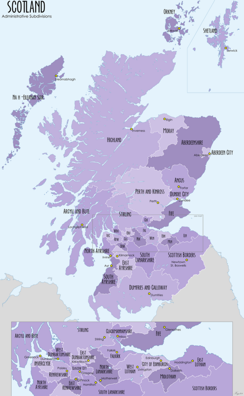 Local authority map of Scotland