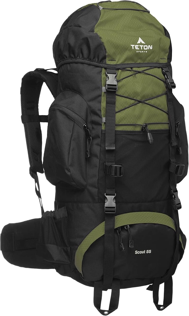 Green & Black TETON 55L Scout Internal Frame Backpack