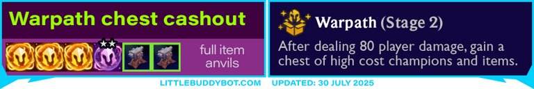 Teamfight Tactics TFT Set 15 K.O. Coliseum Warpath augment chest cashout loot drop table