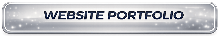 Professional website portfolio banner with dark text on a silver metallic background.