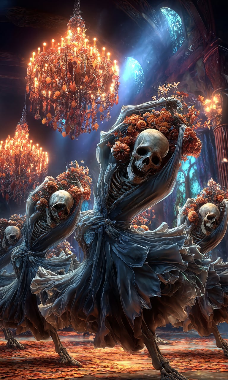 skeletons dancing to holiday music