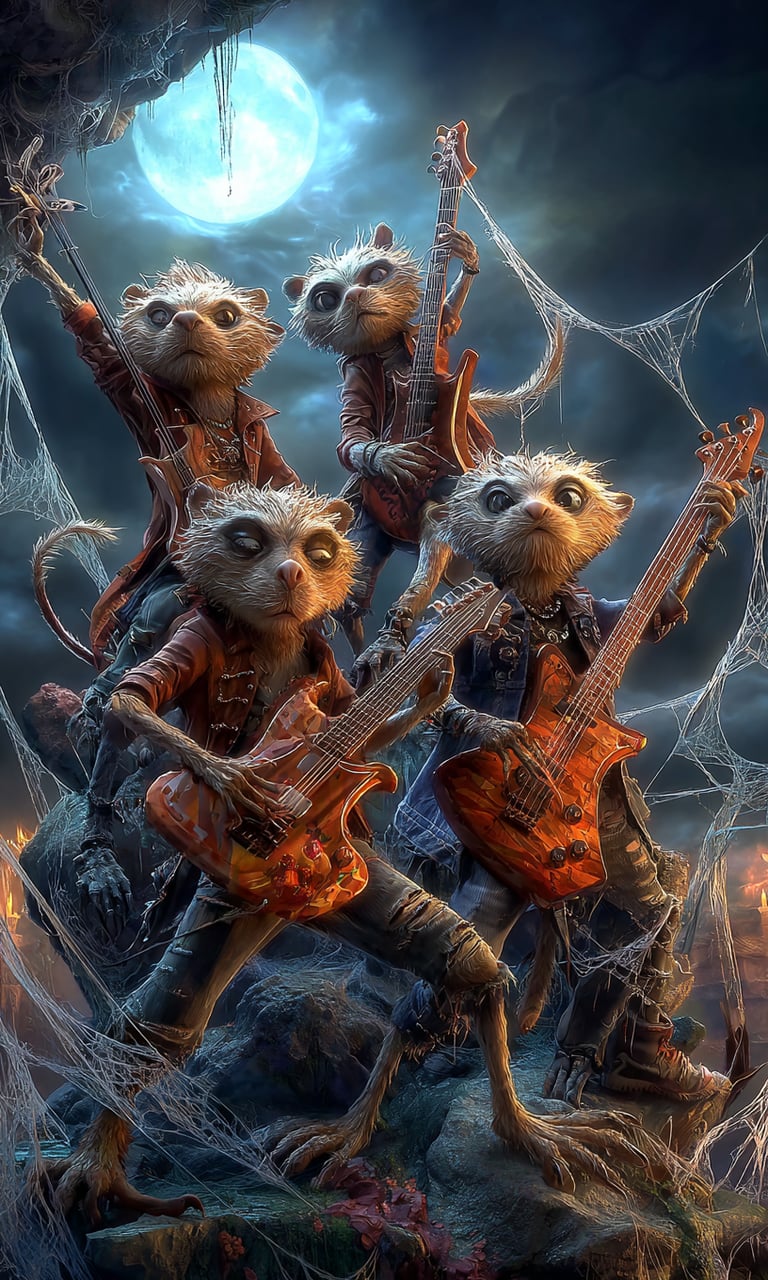 Ghouls playing guitar in the moon light