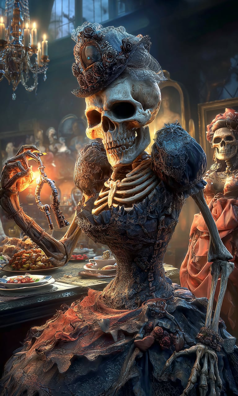 Halloween skeleton holding a key