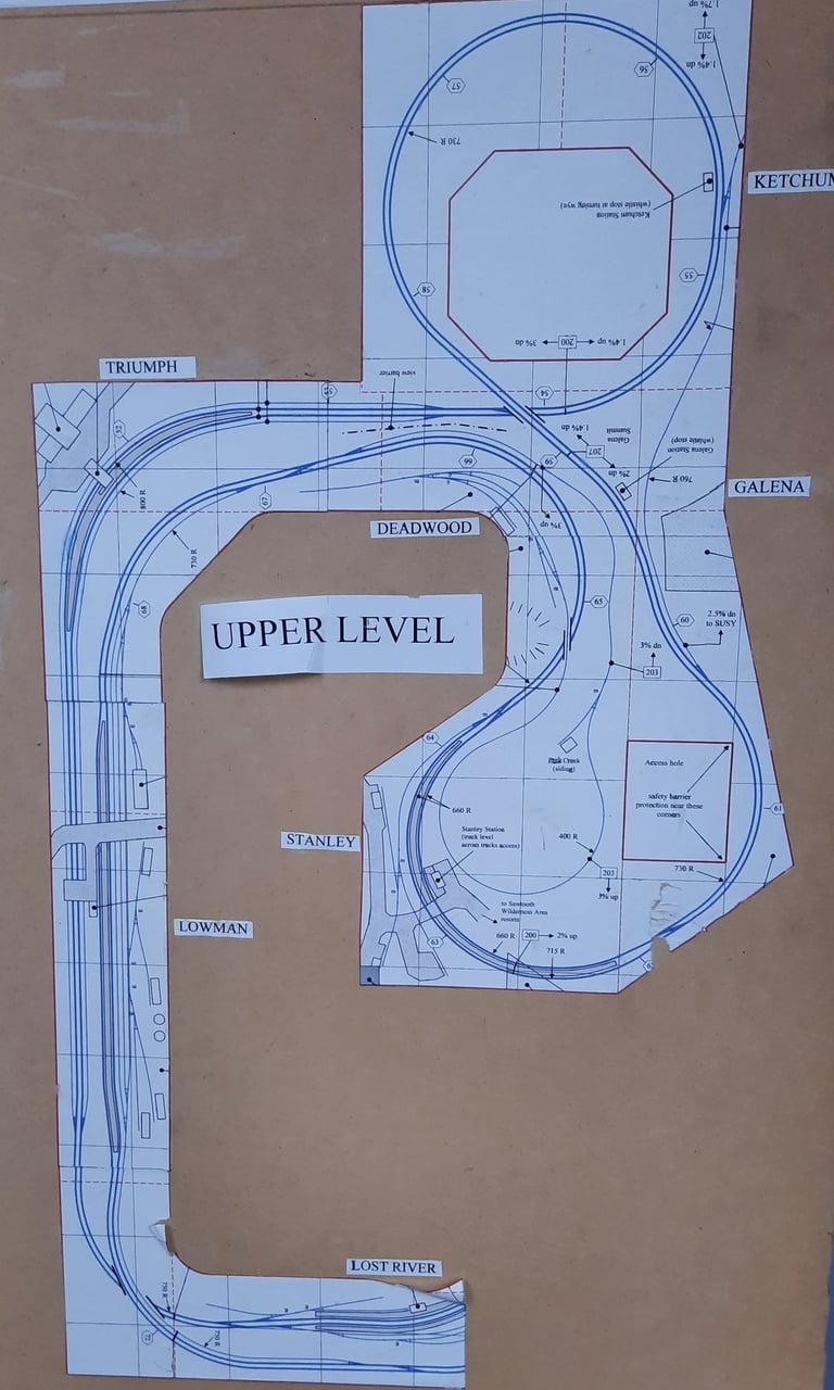 Upper level track plan for Blackfoot & New Meadows