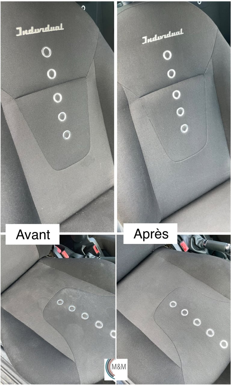 Nettoyage en profondeur de siège de voiture ford avec shampouineuse m&m services pro rouen
