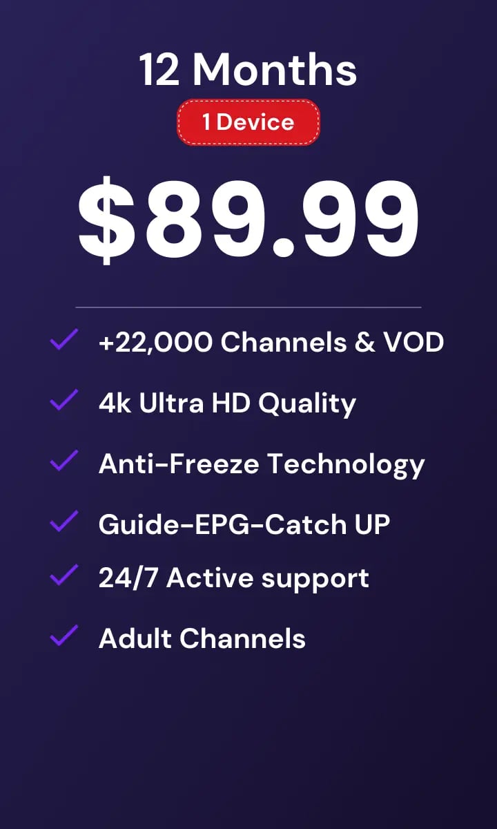 Mom IPTV promotional banner for subscription deals