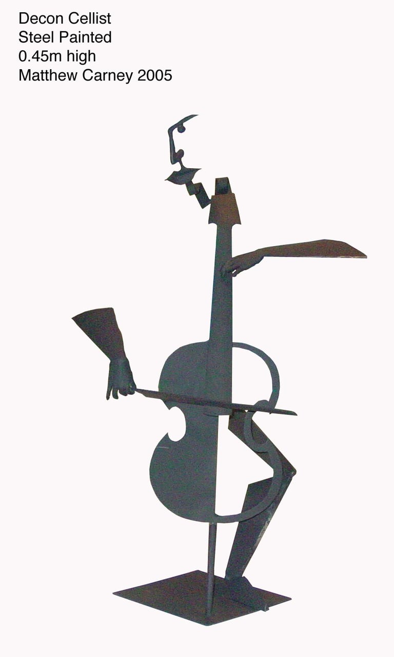 a sculpture of a man playing a cello