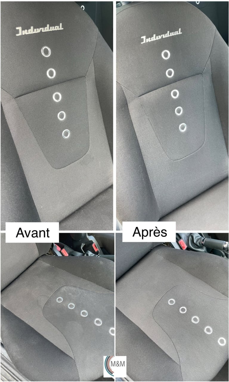 Nettoyage en profondeur de siège de voiture ford avec shampouineuse m&m services pro rouen