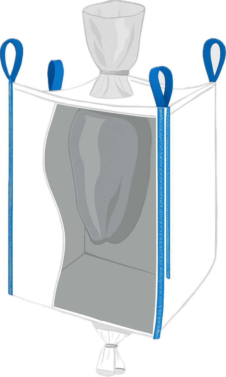 super saco o bigbag con liner integrado de 2 valvulas superior e inferior valvula inferior sellada