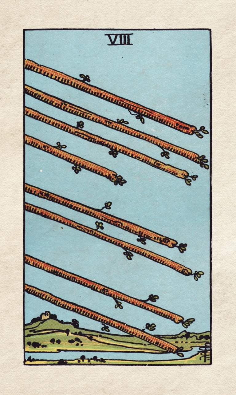 The Fool Meets the Eight of Wands