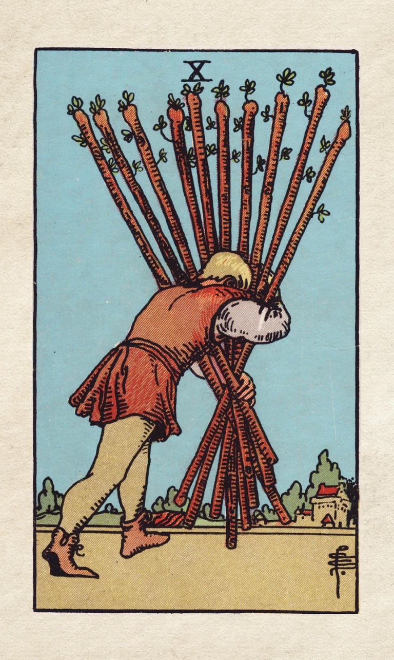 The Fool Meets the Ten of Wands