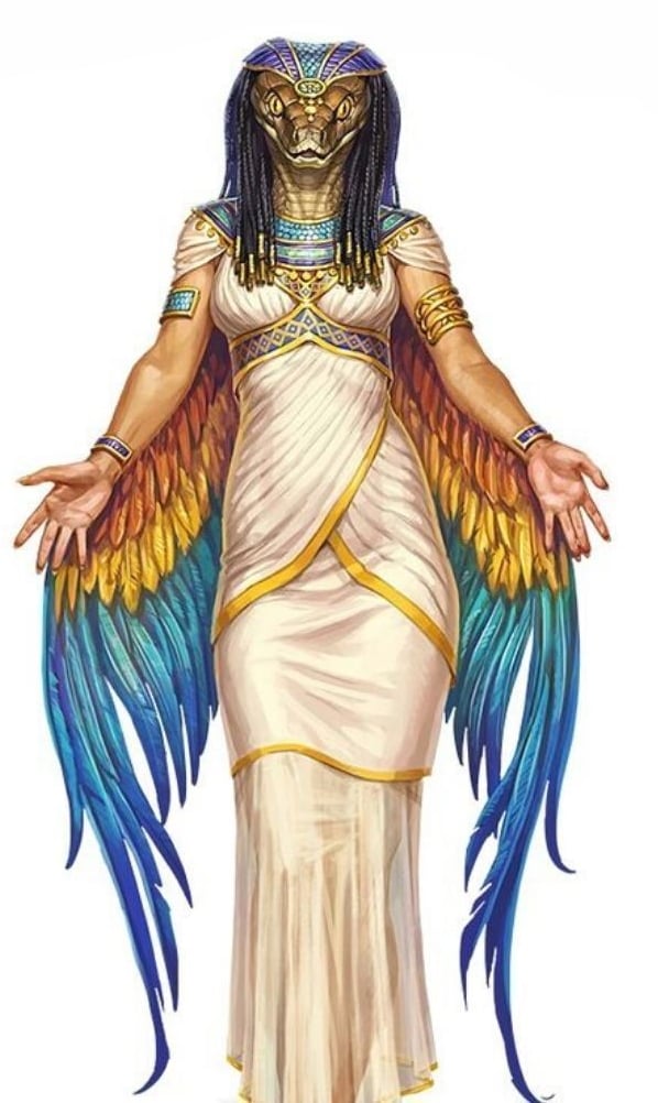 snake-headed ancient Egyptian woman art