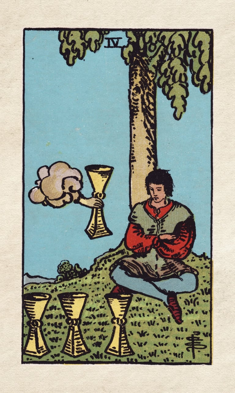 The Fool Meets the Four of Cups