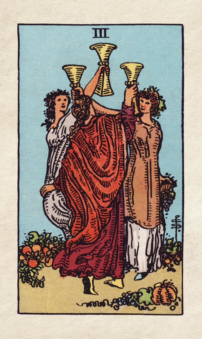 The Fool Meets the Three of Cups