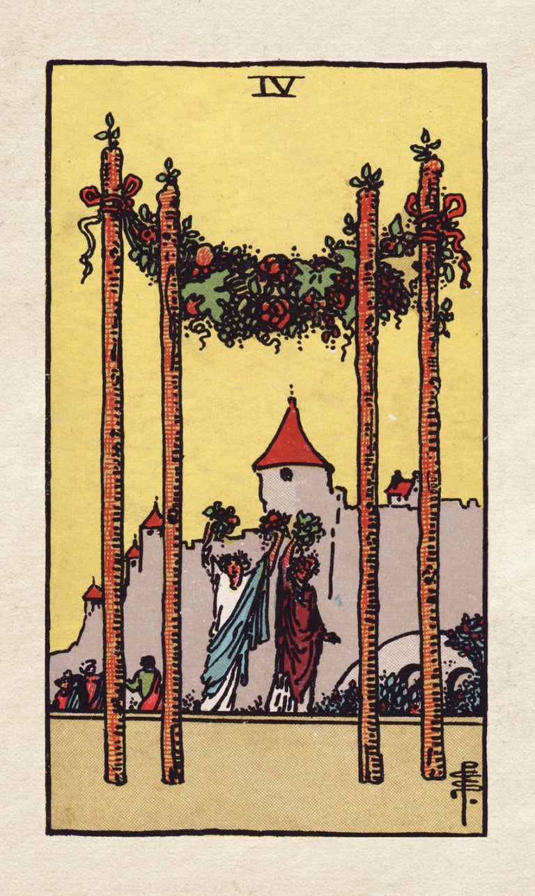 The Fool Meets the Four of Wands