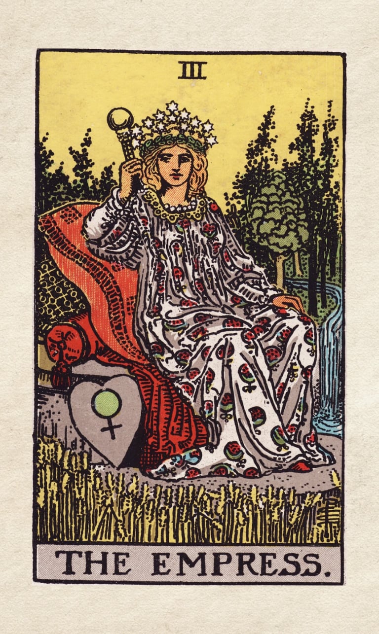 The Empress: Embodies creativity, abundance, and nurturing.