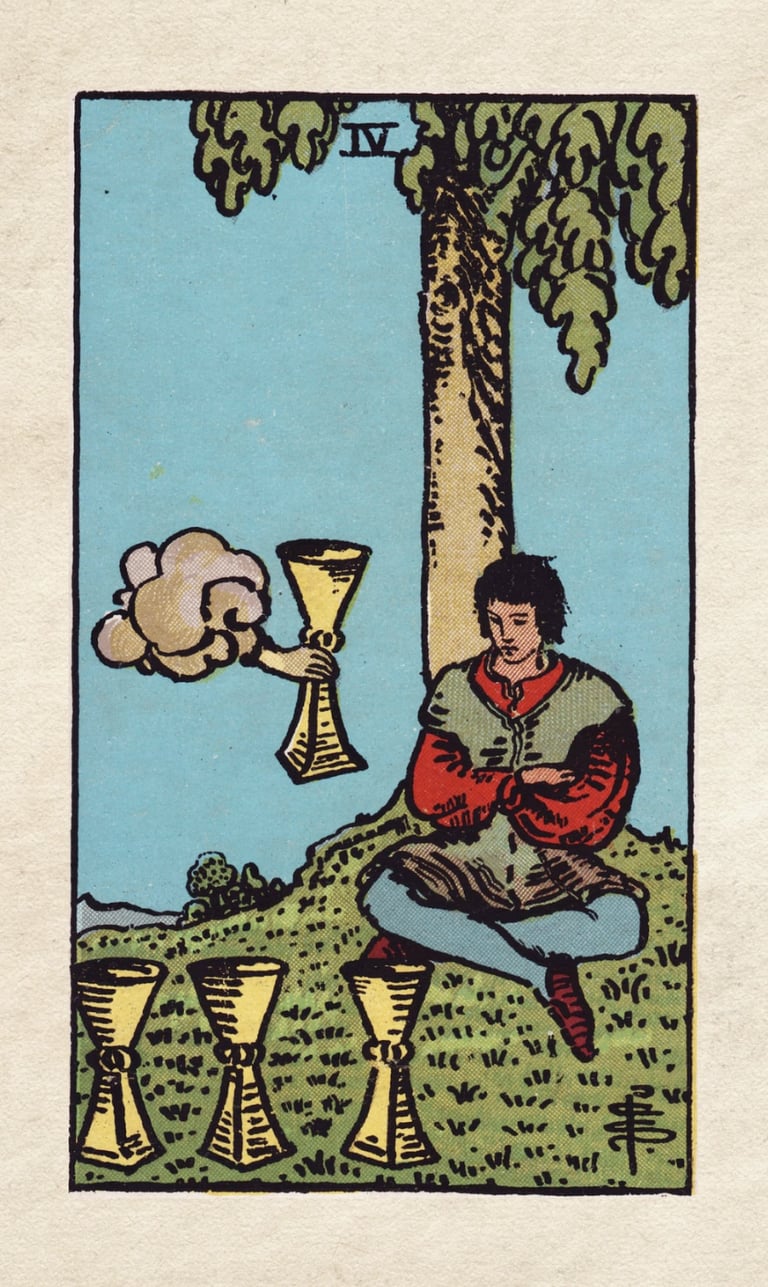 The Fool Meets the Four of Cups