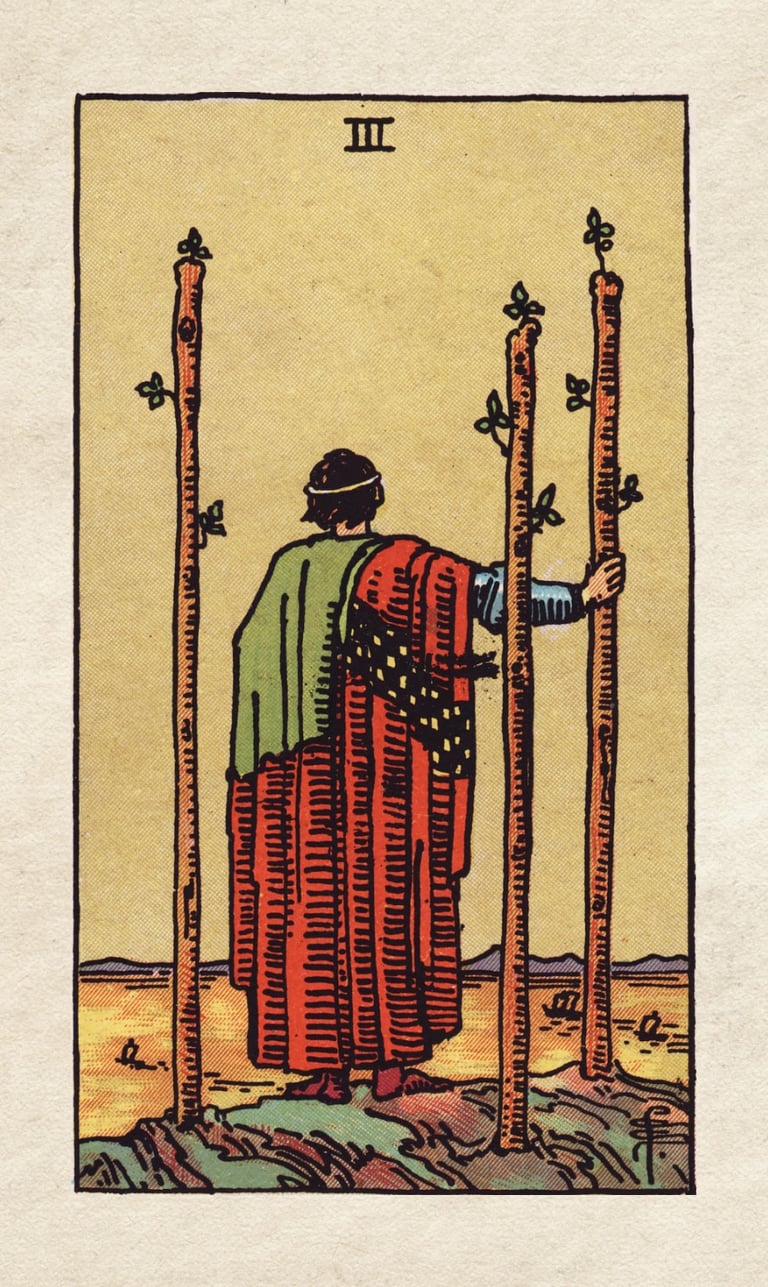 The Fool Meets the Three of Wands