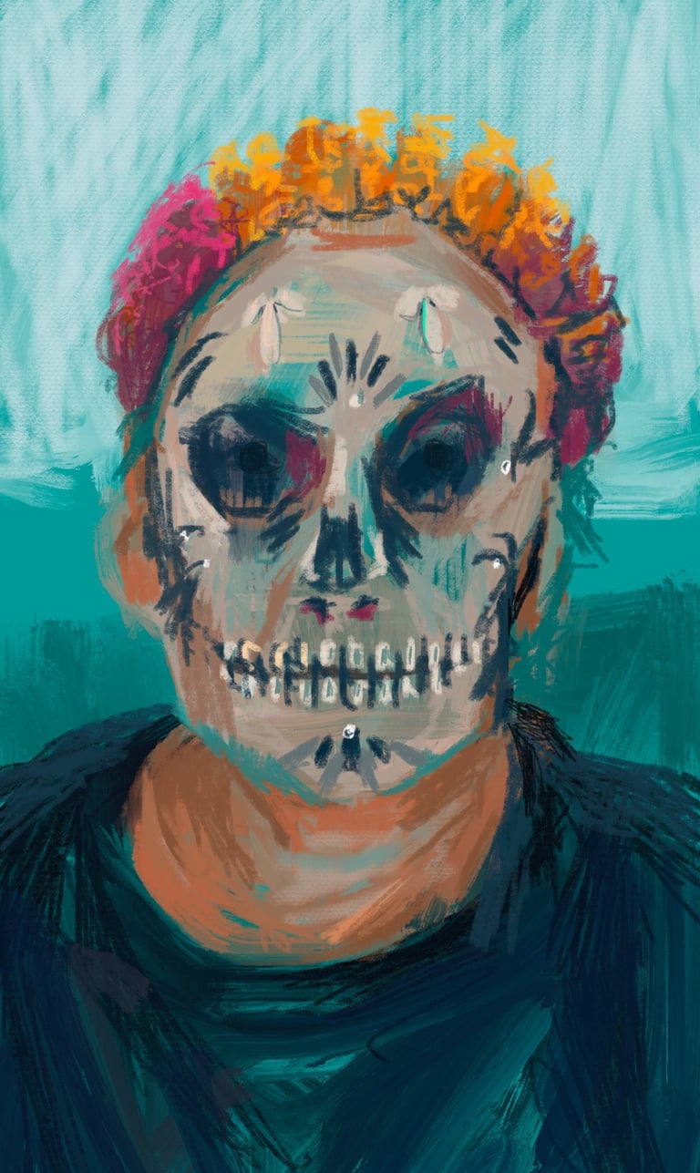 Digital drawing - Day of the Dead selfie