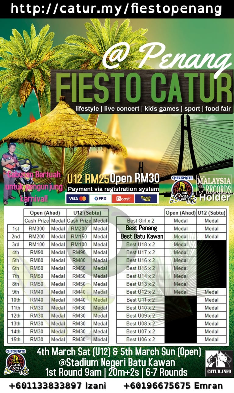 Fiesto Penang Catur. KCE event. Kelab Catur Elit. Pertandingan Catur Malaysia. 