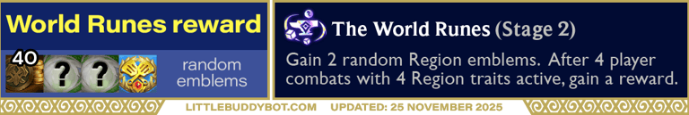 Teamfight Tactics TFT Set 16 Lore & Legends The World Runes augment reward loot table cashout