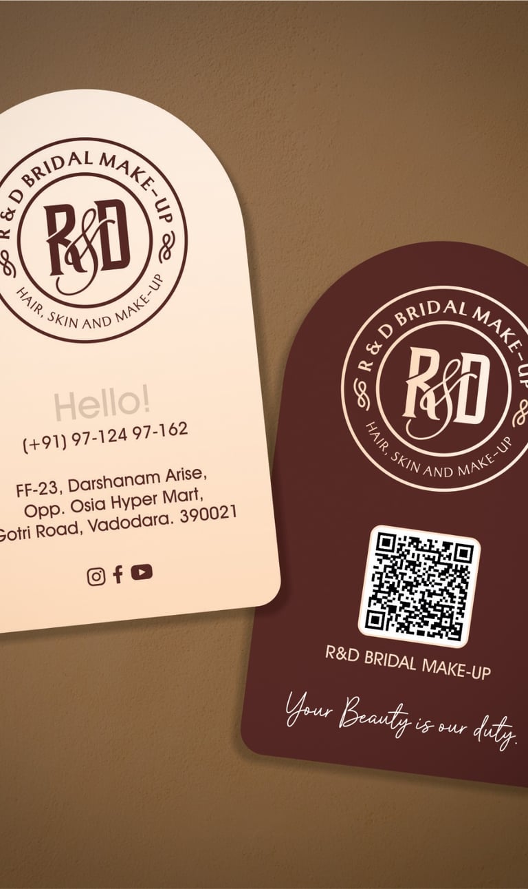 best salon visiting card desighn in r&d bridal makeup and hairstyle salon in vadodara