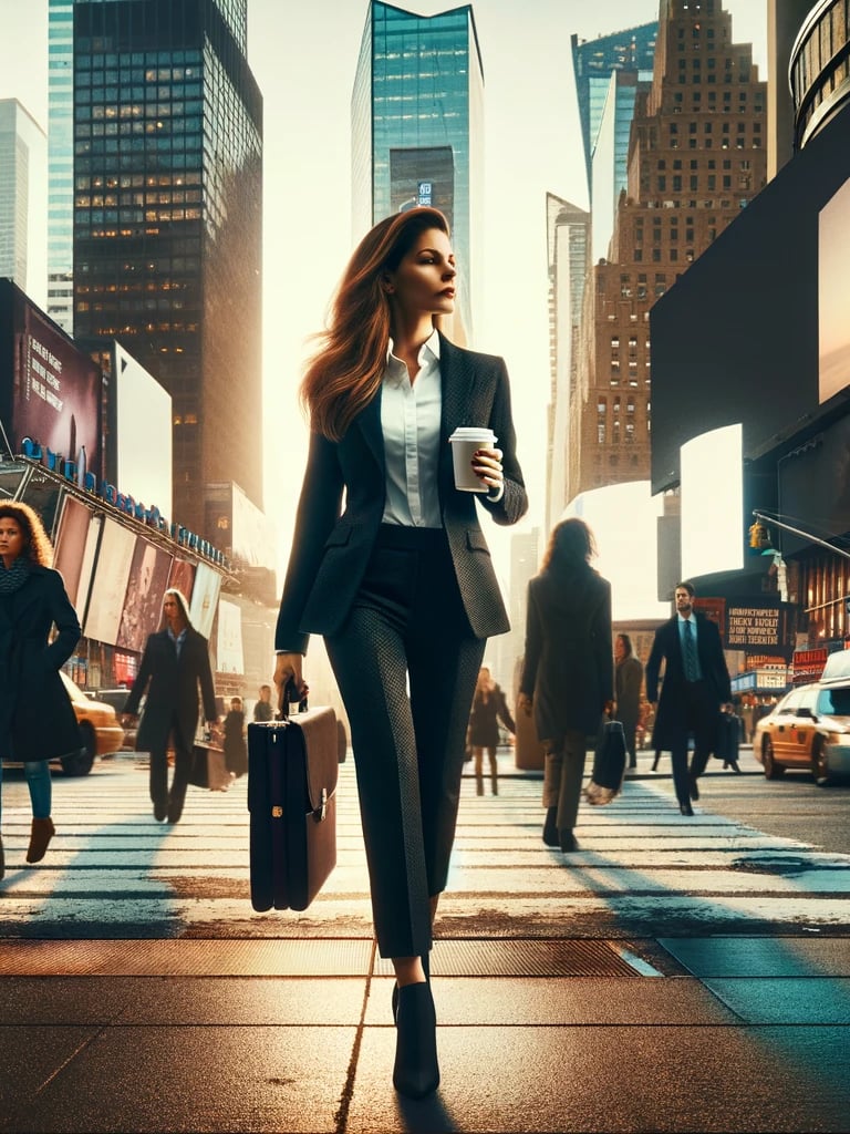 Mujer con un cafe en la mano