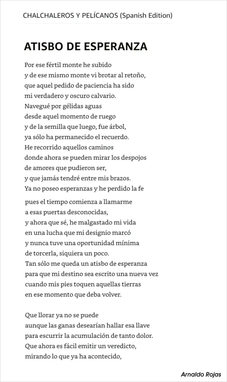 POEMA: ATISBO DE ESPERANZA (ARNALDO ROJAS)