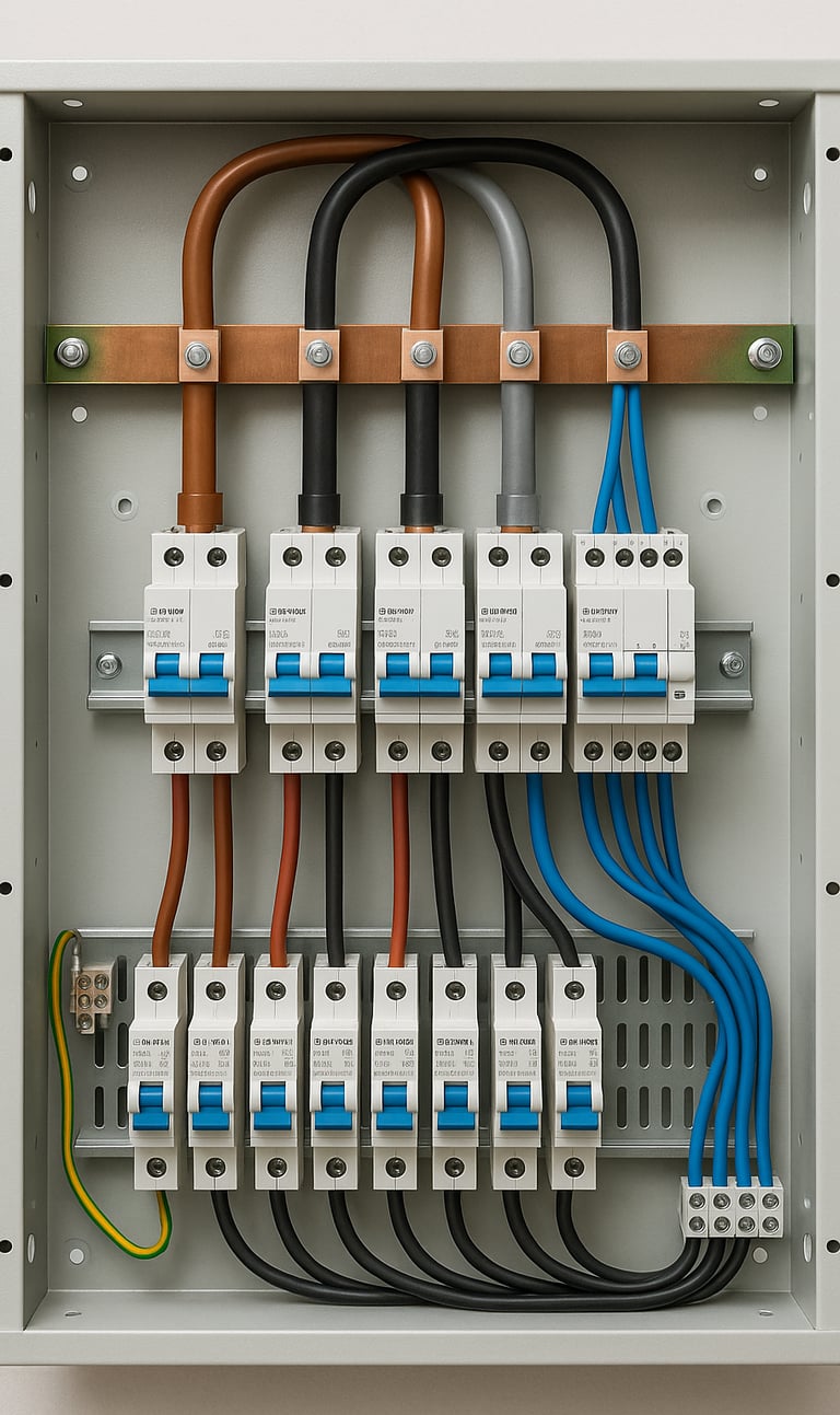 Commercial Electrician installed a fuse box.