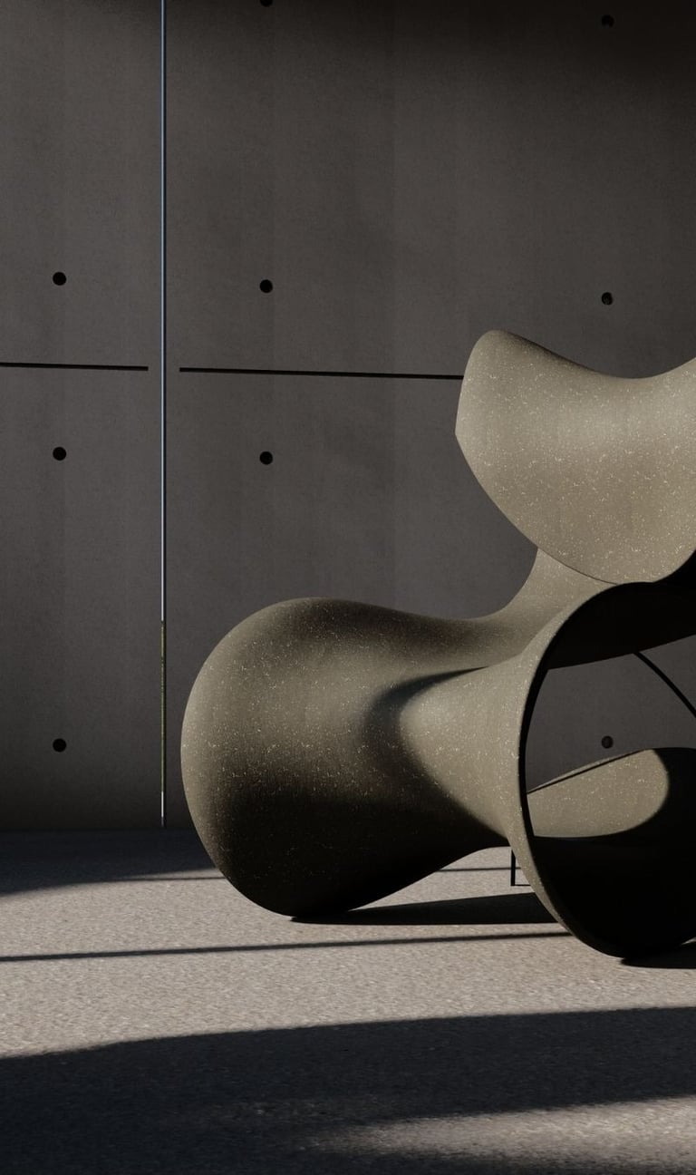 Sculptural custom lounge chair in a luxury Dubai interior design project by Moori Interiors