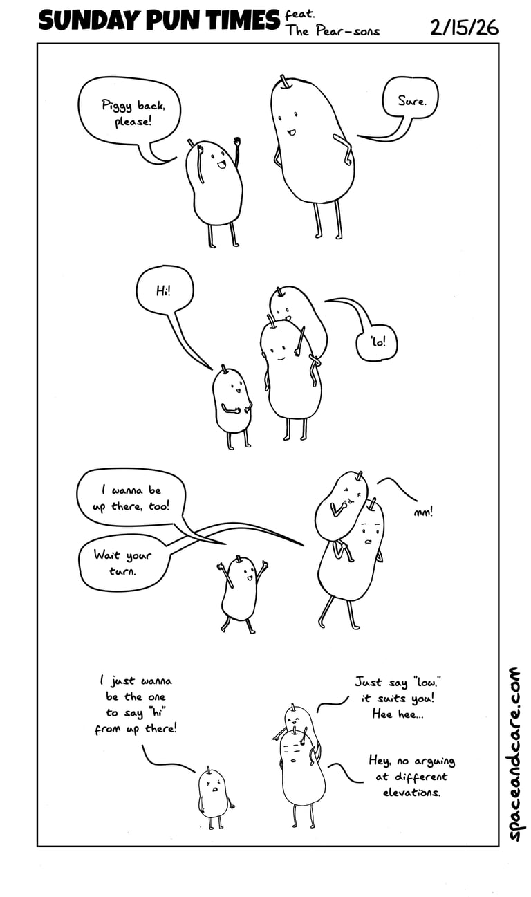 Pear-son children asking for a piggy back.