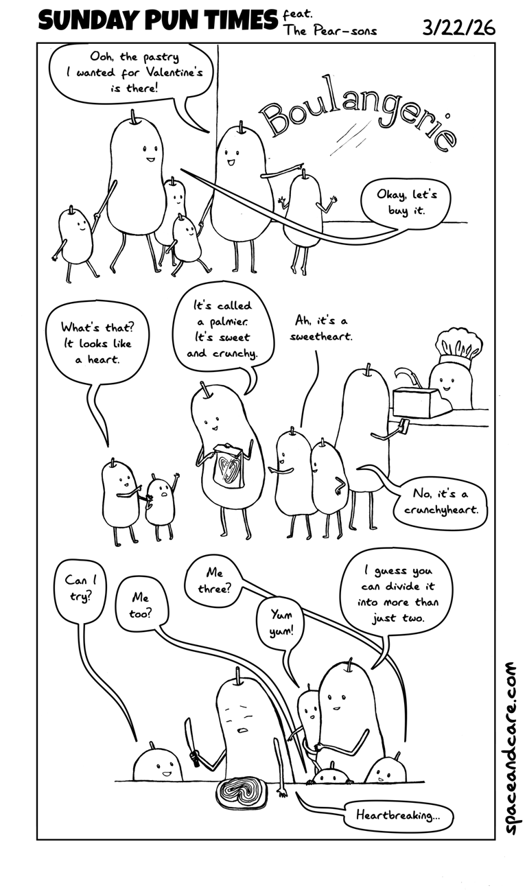 Six Pear-sons sharing one palmier.