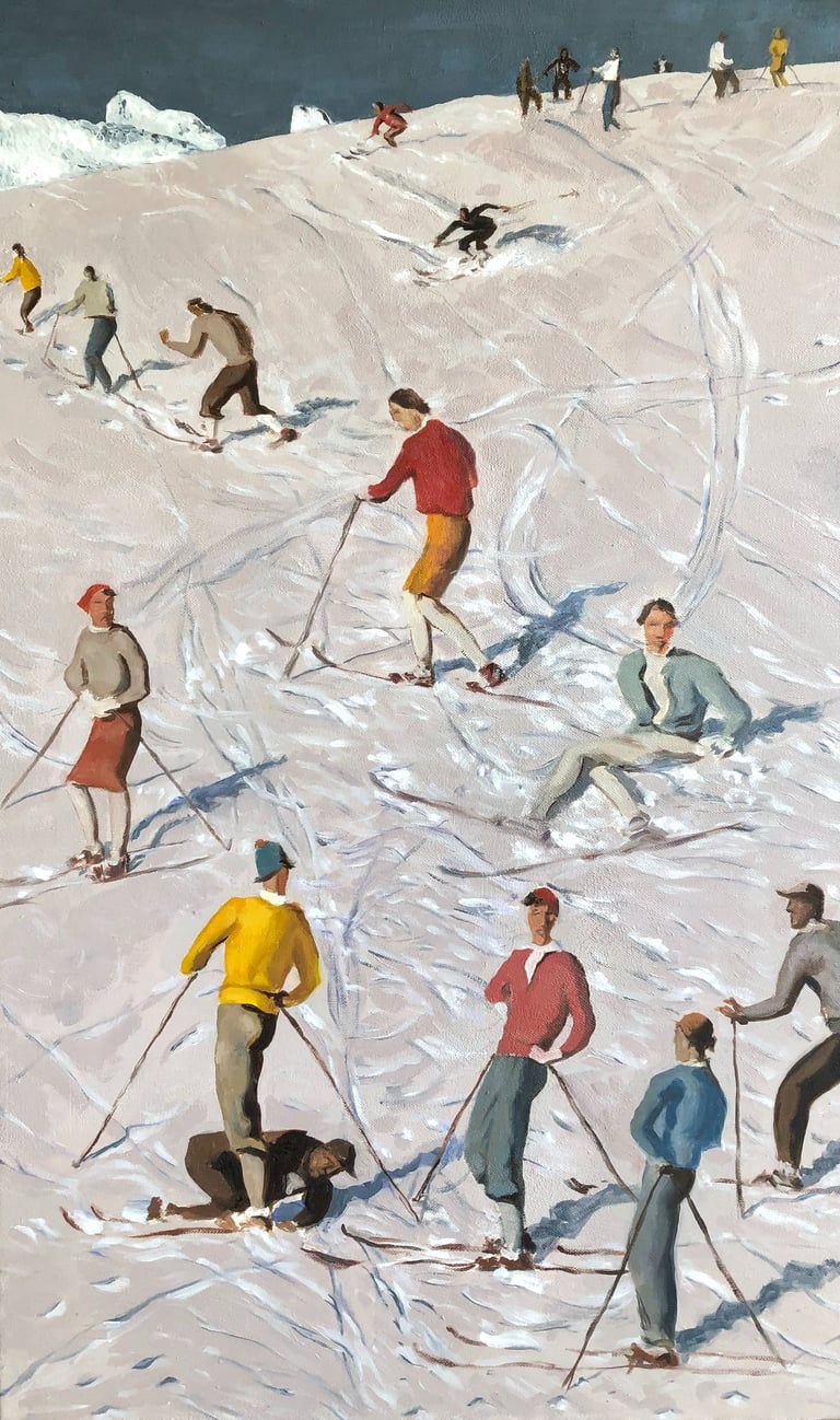 "Der Übungshang", by Alfons Walde, oil on canvas, 45/75cm, 2023