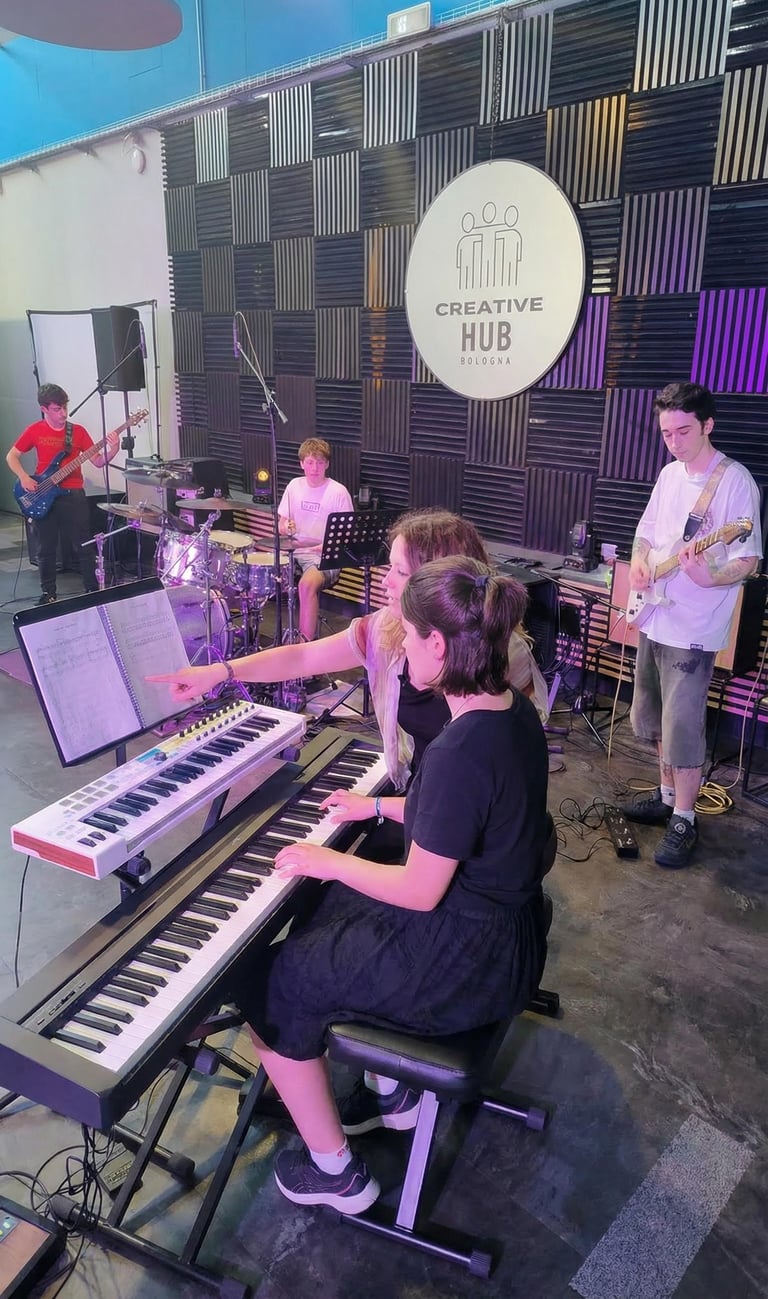 Adolescente a Lezione di Tastiere Presso Creative Hub Bologna