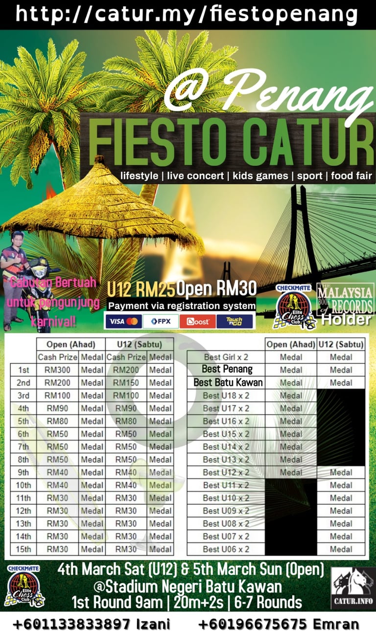 Fiesto Penang Catur. KCE event. Kelab Catur Elit. Pertandingan Catur Malaysia. 