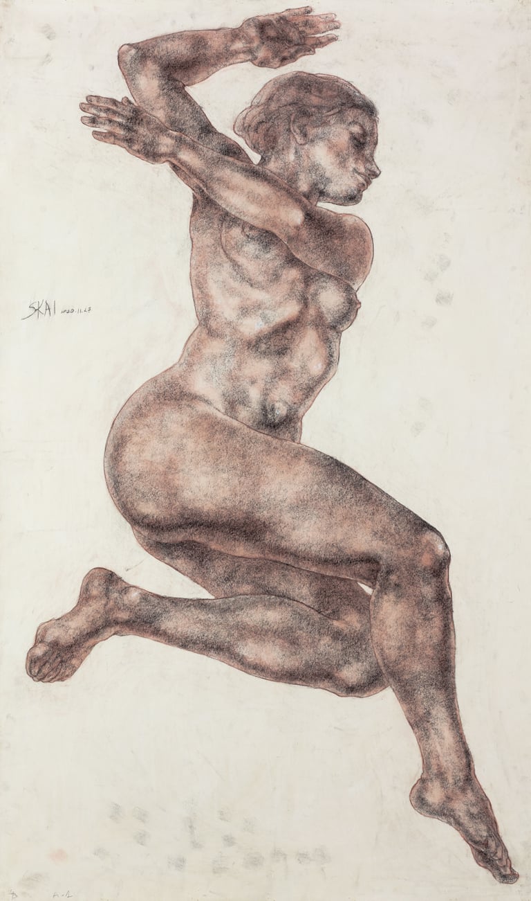 Skaiste Verdingyte, Charcoal pastel, paper, drawing, drawings, Lithuanian artist