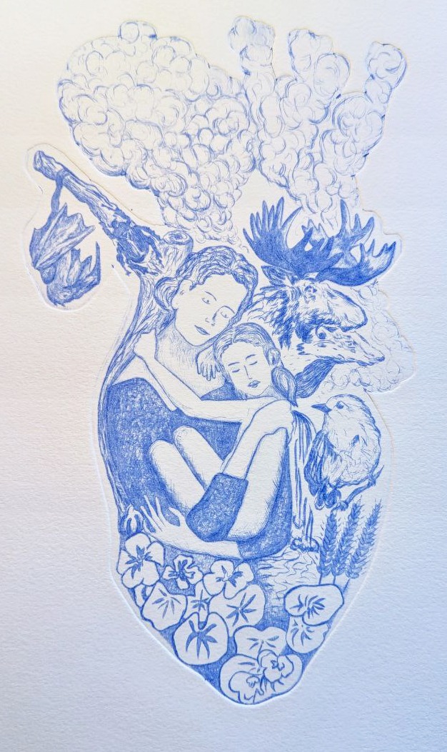 8ème mère bleu mère enfant gravure rhénalon