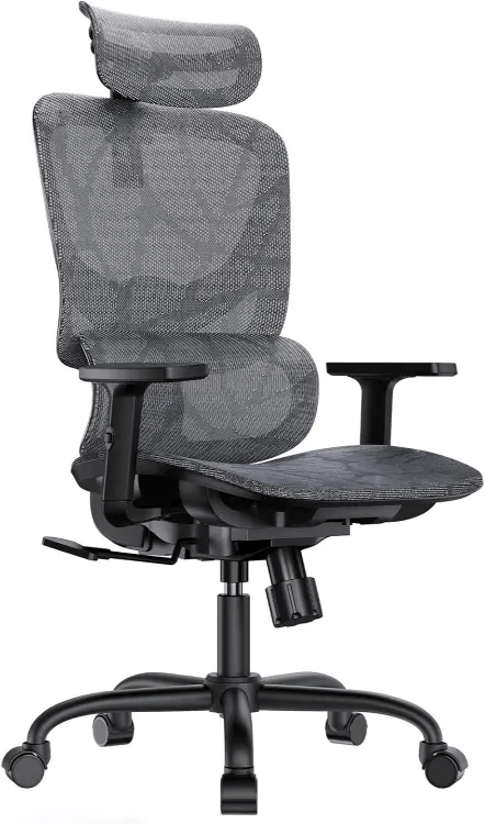 HUANUO Silla ergonómica de Malla con Soporte Lumbar Ajustable, reposabrazos, Mecanismo de balanceo