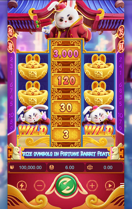 Interface do slot Jogo do Coelhinho em ação – rolos 3x3 com coelho dourado e símbolos de sorte