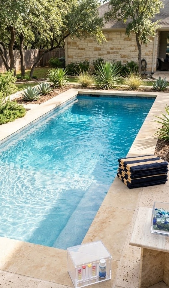 Clear saltwater pool after salt cell cleaning in Round Rock TX