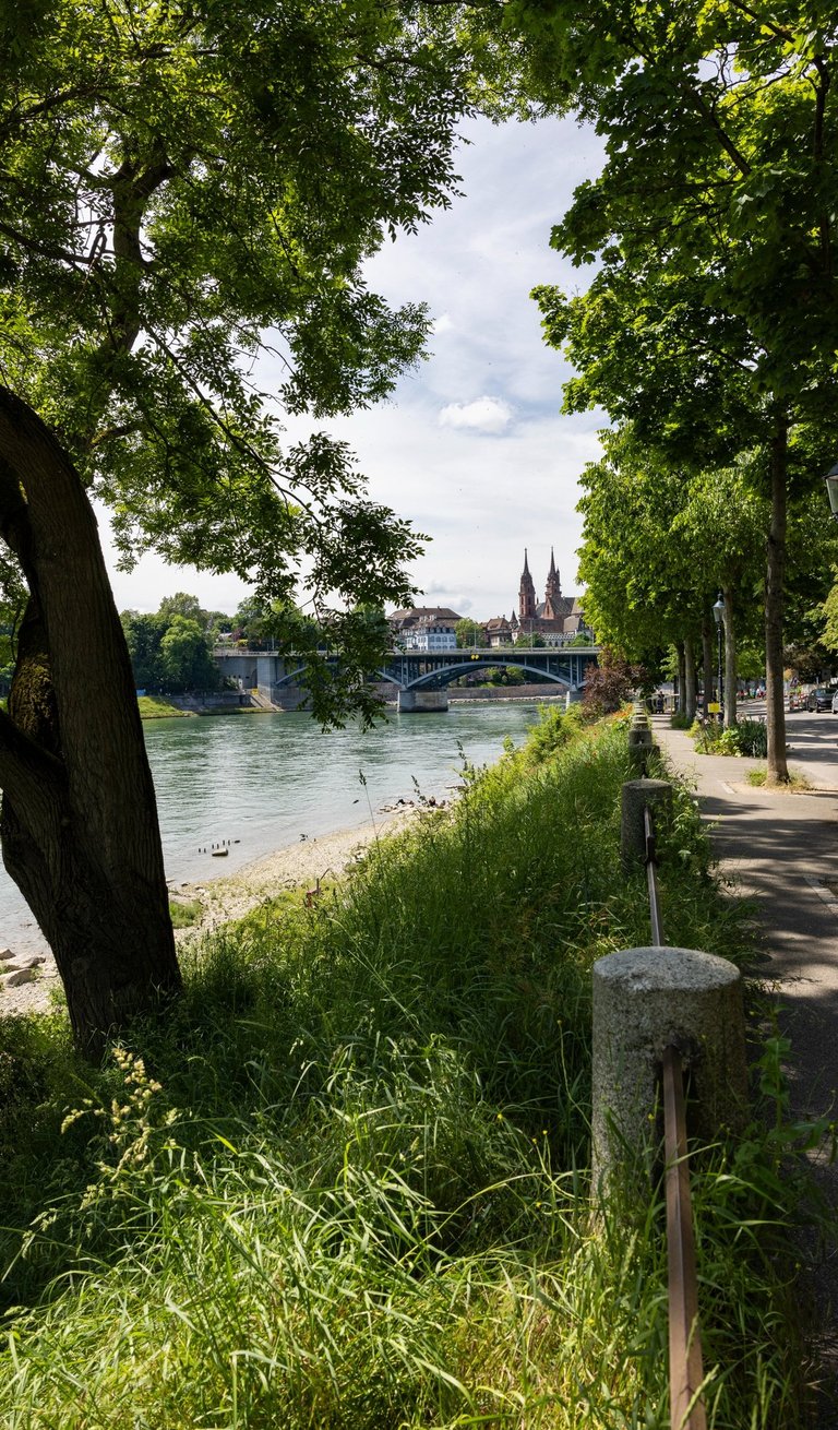 Rheinbrücke und Basler Münster – Beispiel aus dem Basisfotokurs in Basel.