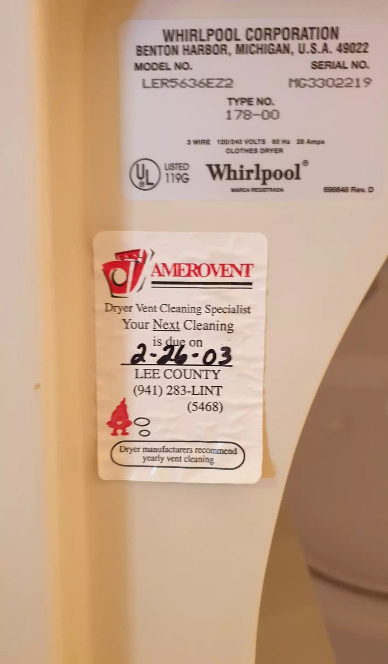 Over 20 years experience in dryer vent cleaning sticker in Lee County Florida