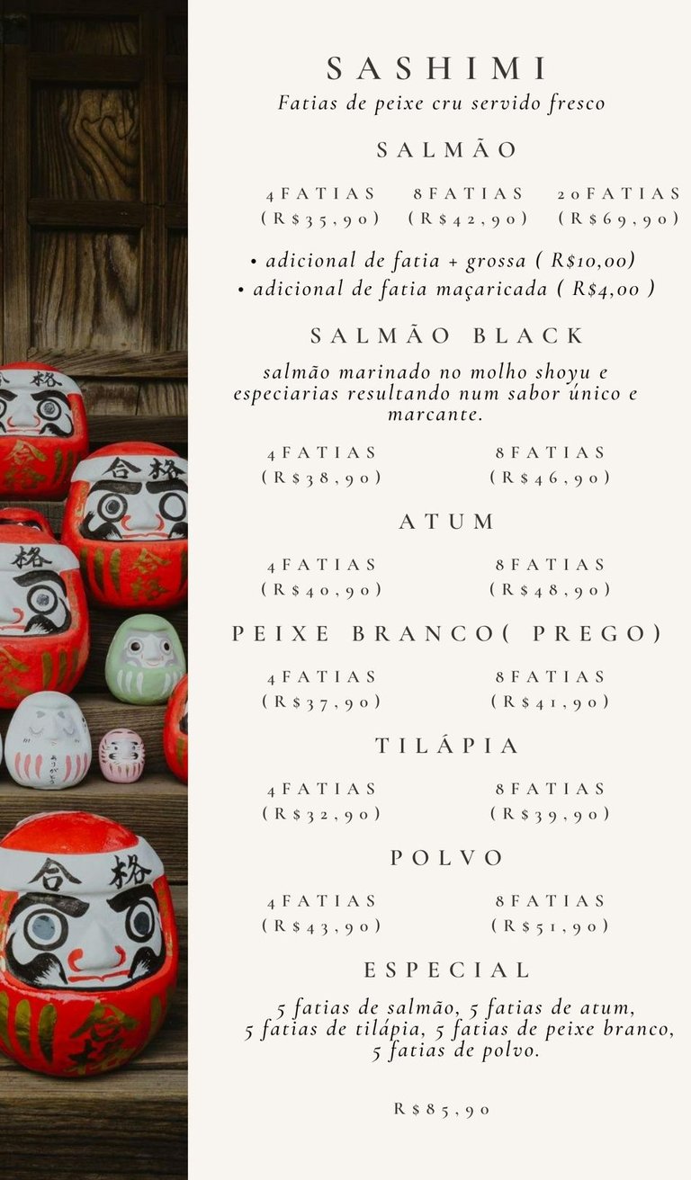 Cardápio Daruma Temaki e Rolls