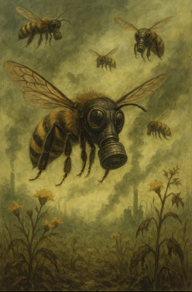 Abeilles dans un air pollué pour la journée mondiale des abeilles