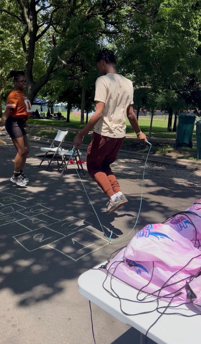 365 We Thrive Community Activation Roseland youth enjoying jumping rope