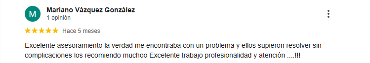 testimonio de un clientes agradecido con el servicio